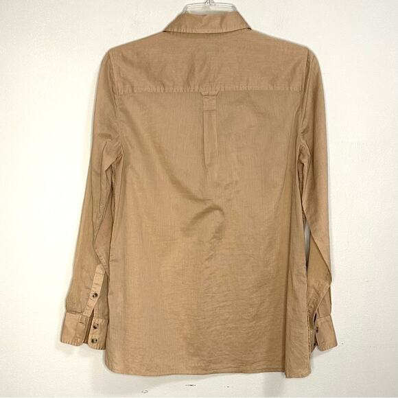 Talbots Popover Long Sleeve Blouse Tan Womens Small Neutral Minimalist Office - Picture 2 of 8